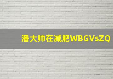 潘大帅在减肥WBGVsZQ