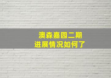 澳森嘉园二期进展情况如何了