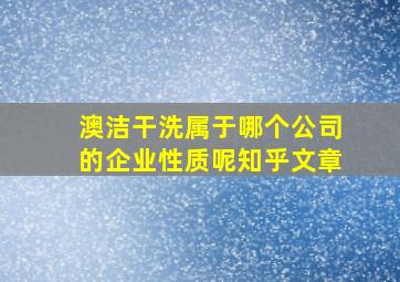 澳洁干洗属于哪个公司的企业性质呢知乎文章