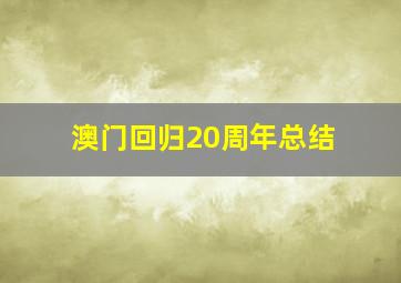 澳门回归20周年总结