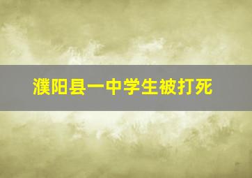 濮阳县一中学生被打死