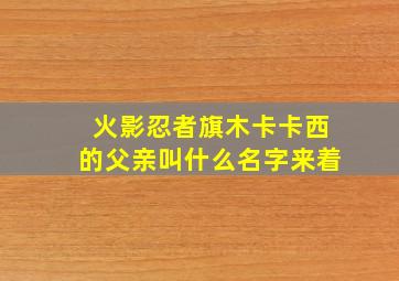 火影忍者旗木卡卡西的父亲叫什么名字来着