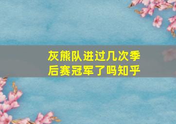 灰熊队进过几次季后赛冠军了吗知乎