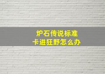 炉石传说标准卡进狂野怎么办