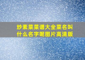 炒素菜菜谱大全菜名叫什么名字呢图片高清版