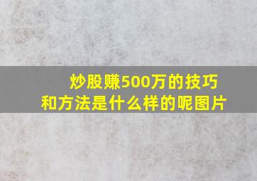 炒股赚500万的技巧和方法是什么样的呢图片