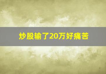 炒股输了20万好痛苦