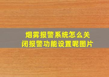 烟雾报警系统怎么关闭报警功能设置呢图片