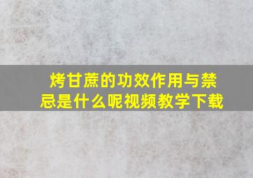 烤甘蔗的功效作用与禁忌是什么呢视频教学下载