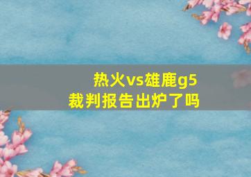 热火vs雄鹿g5裁判报告出炉了吗