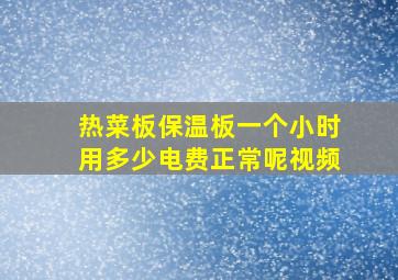 热菜板保温板一个小时用多少电费正常呢视频