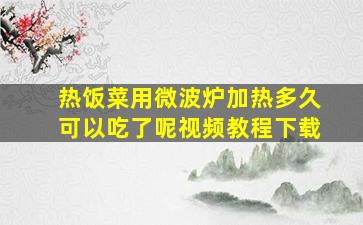 热饭菜用微波炉加热多久可以吃了呢视频教程下载