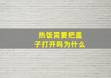 热饭需要把盖子打开吗为什么