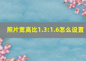 照片宽高比1.3:1.6怎么设置