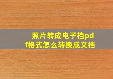 照片转成电子档pdf格式怎么转换成文档