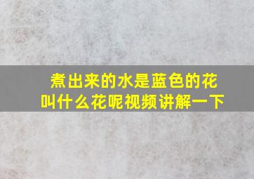 煮出来的水是蓝色的花叫什么花呢视频讲解一下