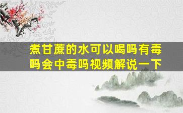 煮甘蔗的水可以喝吗有毒吗会中毒吗视频解说一下