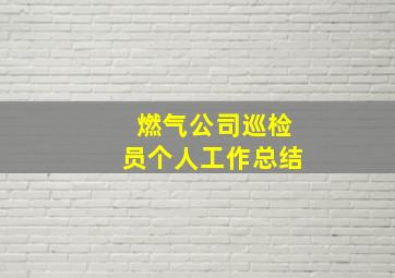 燃气公司巡检员个人工作总结