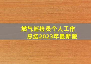 燃气巡检员个人工作总结2023年最新版