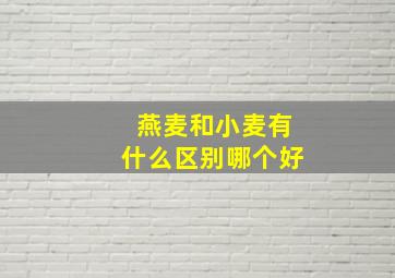 燕麦和小麦有什么区别哪个好