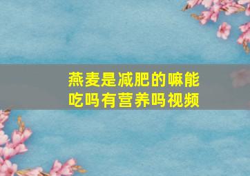 燕麦是减肥的嘛能吃吗有营养吗视频