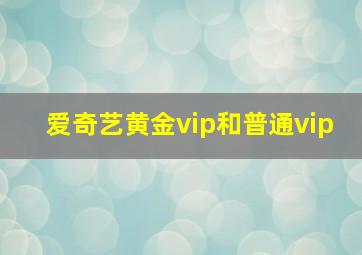 爱奇艺黄金vip和普通vip