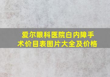 爱尔眼科医院白内障手术价目表图片大全及价格