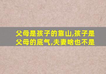 父母是孩子的靠山,孩子是父母的底气,夫妻啥也不是