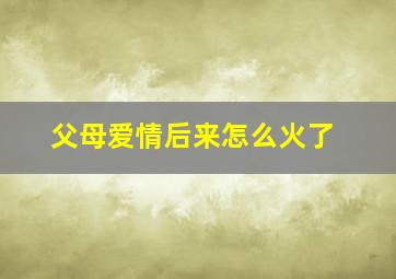 父母爱情后来怎么火了