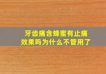 牙齿痛含蜂蜜有止痛效果吗为什么不管用了