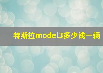 特斯拉model3多少钱一辆