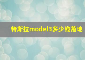 特斯拉model3多少钱落地