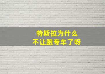 特斯拉为什么不让跑专车了呀