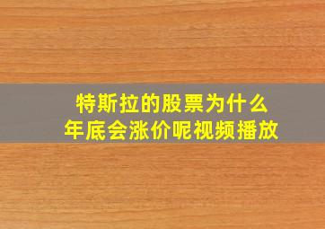 特斯拉的股票为什么年底会涨价呢视频播放