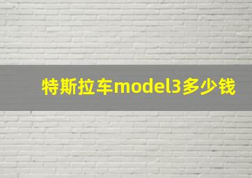 特斯拉车model3多少钱