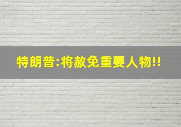 特朗普:将赦免重要人物!!