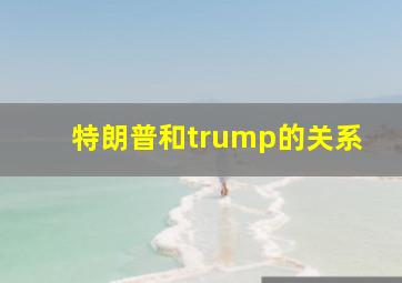 特朗普和trump的关系