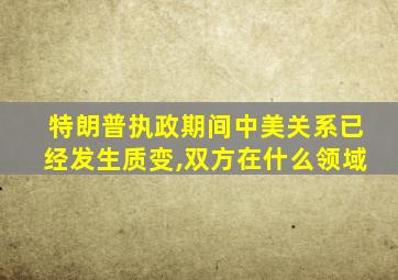 特朗普执政期间中美关系已经发生质变,双方在什么领域