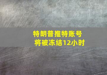 特朗普推特账号将被冻结12小时