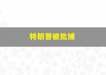 特朗普被批捕