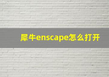 犀牛enscape怎么打开