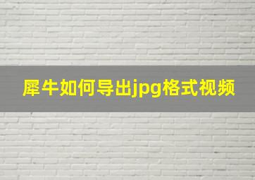 犀牛如何导出jpg格式视频