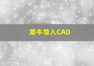 犀牛导入CAD