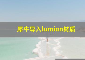 犀牛导入lumion材质