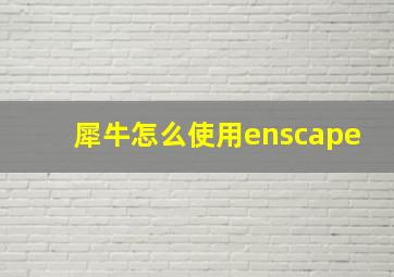 犀牛怎么使用enscape