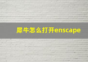 犀牛怎么打开enscape