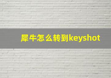 犀牛怎么转到keyshot