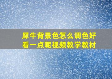 犀牛背景色怎么调色好看一点呢视频教学教材