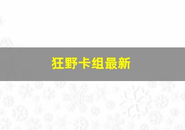 狂野卡组最新