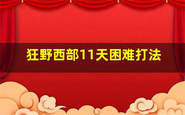 狂野西部11天困难打法